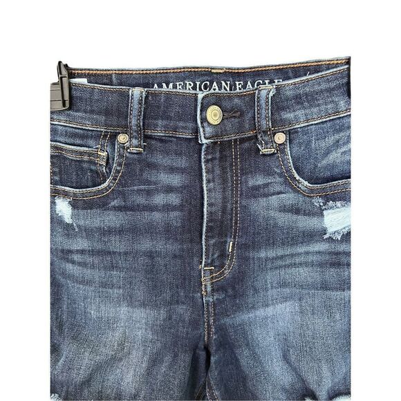 American Eagle Women’s Jean Shorts High Waisted SZ 4 Distressed Look Stretch - Picture 11 of 11